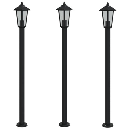 vidaXL Lampadaires d'extérieur 3 pcs noir 120 cm acier inoxydable