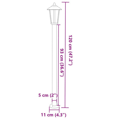 vidaXL Lampadaires d'extérieur 3 pcs noir 120 cm acier inoxydable