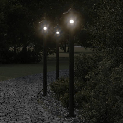 vidaXL Lampadaires d'extérieur 3 pcs noir 120 cm acier inoxydable