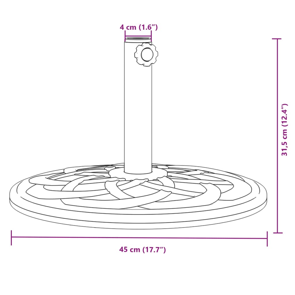 vidaXL Base de parasol pour mâts Ø38 / 48 mm 12 kg rond