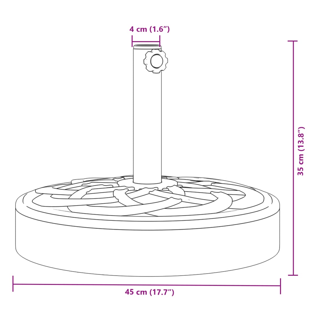 vidaXL Base de parasol pour mâts Ø38 / 48 mm 25 kg rond