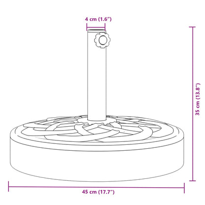 vidaXL Base de parasol pour mâts Ø38 / 48 mm 25 kg rond