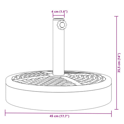 vidaXL Base de parasol pour mâts Ø38 / 48 mm 25 kg rond