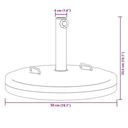 vidaXL Base de parasol avec poignées pour mâts Ø38 / 48 mm 25 kg rond