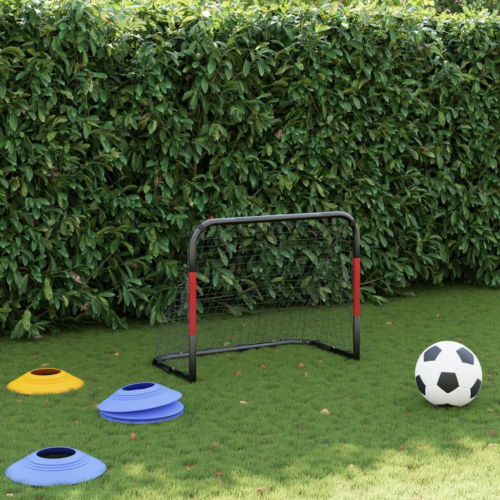 vidaXL But de football avec filet rouge et noir 90x48x71 cm acier