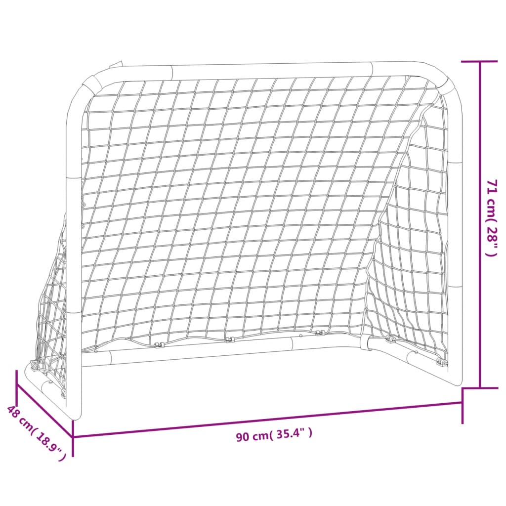 vidaXL But de football avec filet rouge et noir 90x48x71 cm acier