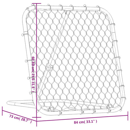 vidaXL Filet de rebond de football réglable noir 84x73x60-80 cm acier