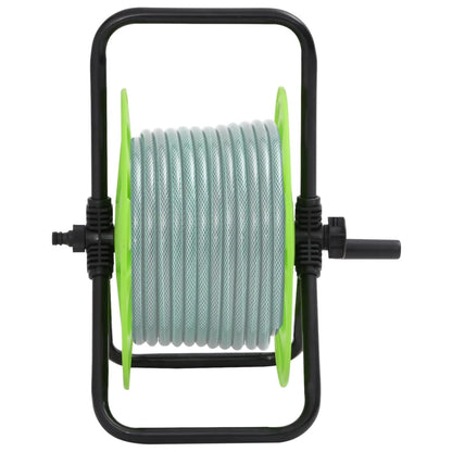 vidaXL Enrouleur de tuyau vert sur pied pour tuyau de 45 m 1/2" acier