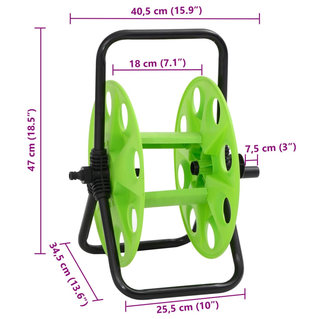 vidaXL Enrouleur de tuyau vert sur pied pour tuyau de 45 m 1/2" acier