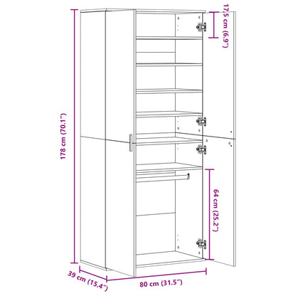 vidaXL Armoire à chaussures Chêne sonoma 80x39x178cm Bois d'ingénierie