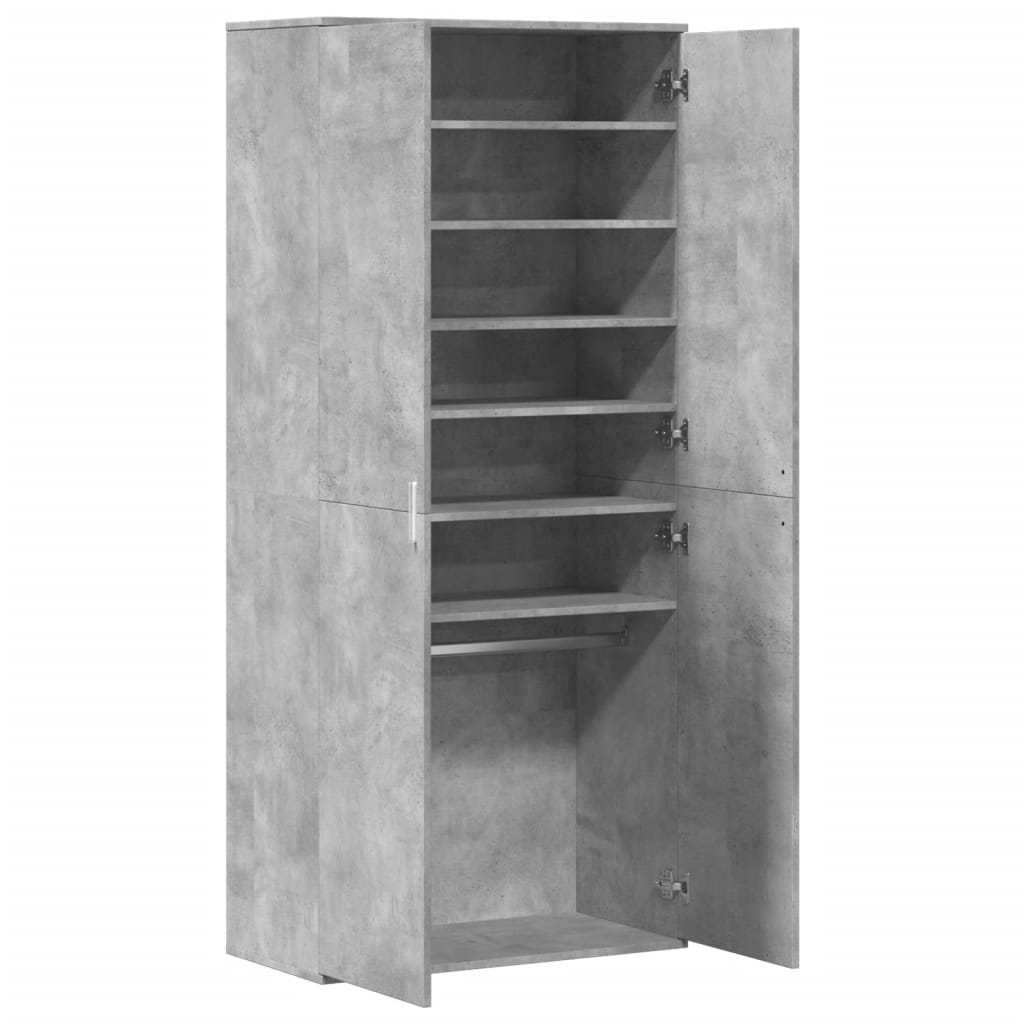 vidaXL Armoire à chaussures Gris béton 80x39x178 cm Bois d'ingénierie