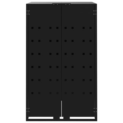 vidaXL Rangement à roulettes pour poubelles pour 2 bacs noir acier