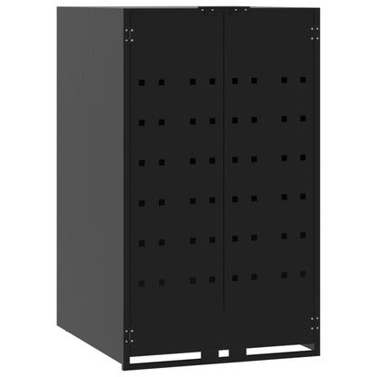 vidaXL Rangement à roulettes pour poubelles pour 3 bacs noir acier