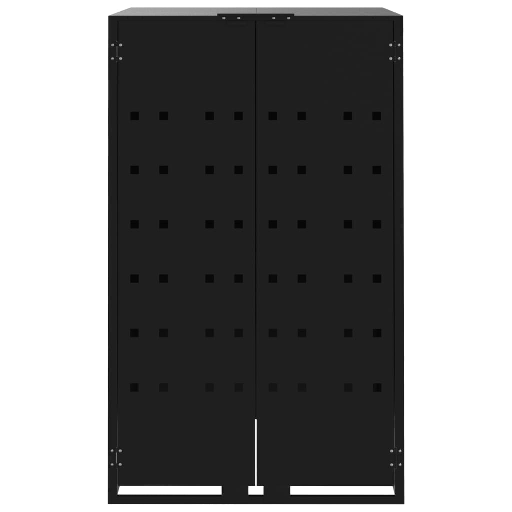 vidaXL Rangement à roulettes pour poubelles pour 3 bacs noir acier