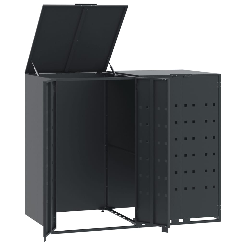 vidaXL Rangement à roulettes pour poubelles pour 2 bacs anthracite