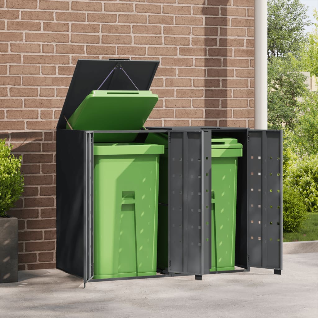 vidaXL Rangement à roulettes pour poubelles pour 2 bacs anthracite