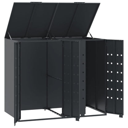 vidaXL Rangement à roulettes pour poubelles pour 2 bacs anthracite