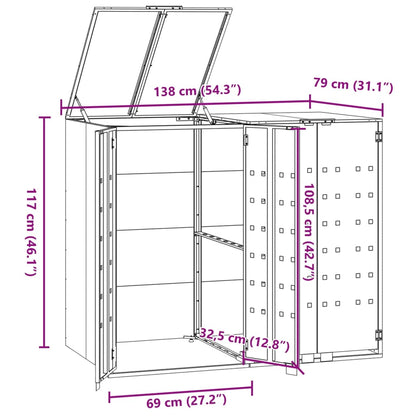 vidaXL Rangement à roulettes pour poubelles pour 2 bacs anthracite