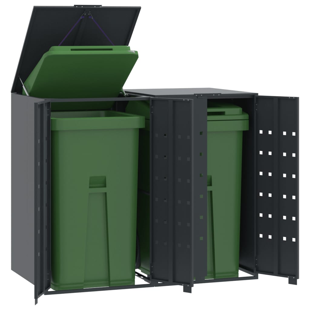 vidaXL Rangement à roulettes pour poubelles pour 2 bacs anthracite