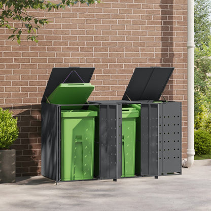 vidaXL Rangement à roulettes pour poubelles pour 3 bacs anthracite