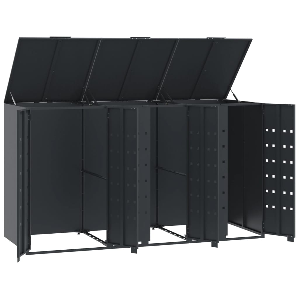 vidaXL Rangement à roulettes pour poubelles pour 3 bacs anthracite