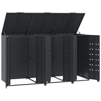 vidaXL Rangement à roulettes pour poubelles pour 3 bacs anthracite