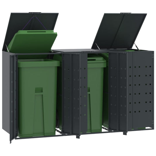 vidaXL Rangement à roulettes pour poubelles pour 3 bacs anthracite