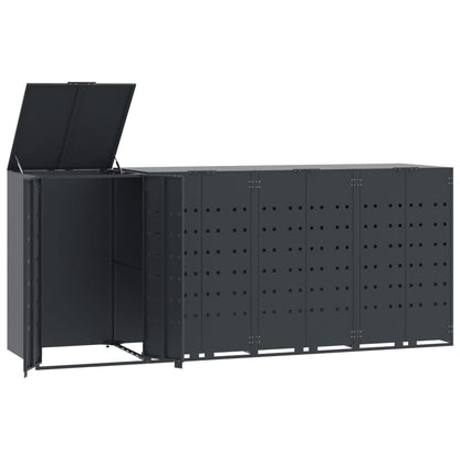 vidaXL Rangement à roulettes pour poubelles pour 4 bacs anthracite
