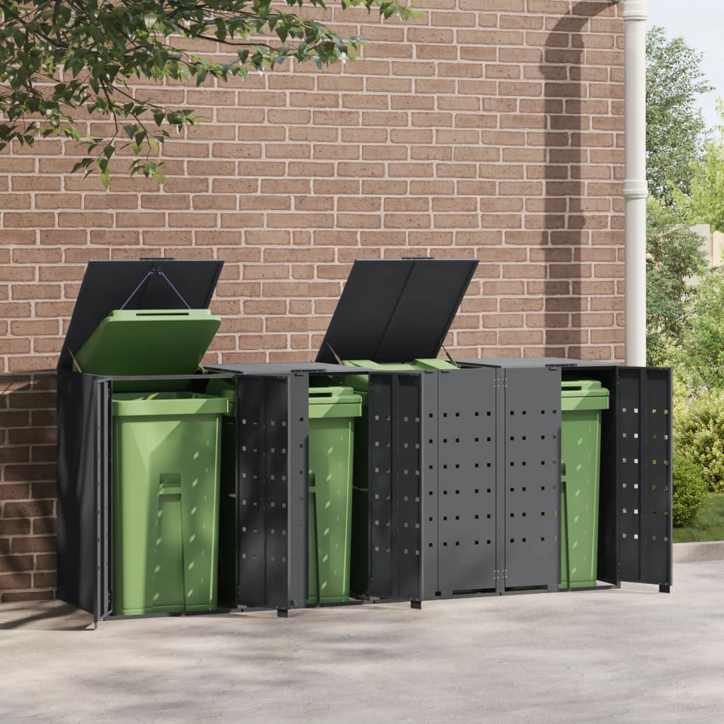 vidaXL Rangement à roulettes pour poubelles pour 4 bacs anthracite