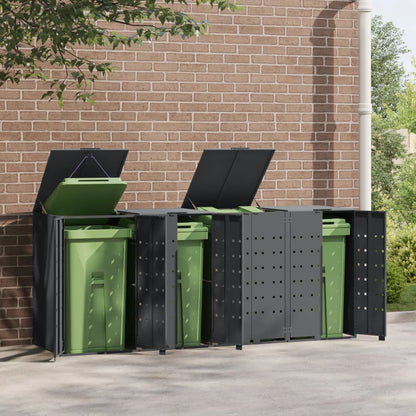 vidaXL Rangement à roulettes pour poubelles pour 4 bacs anthracite