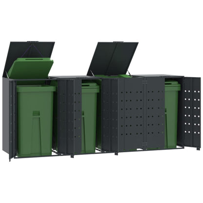 vidaXL Rangement à roulettes pour poubelles pour 4 bacs anthracite
