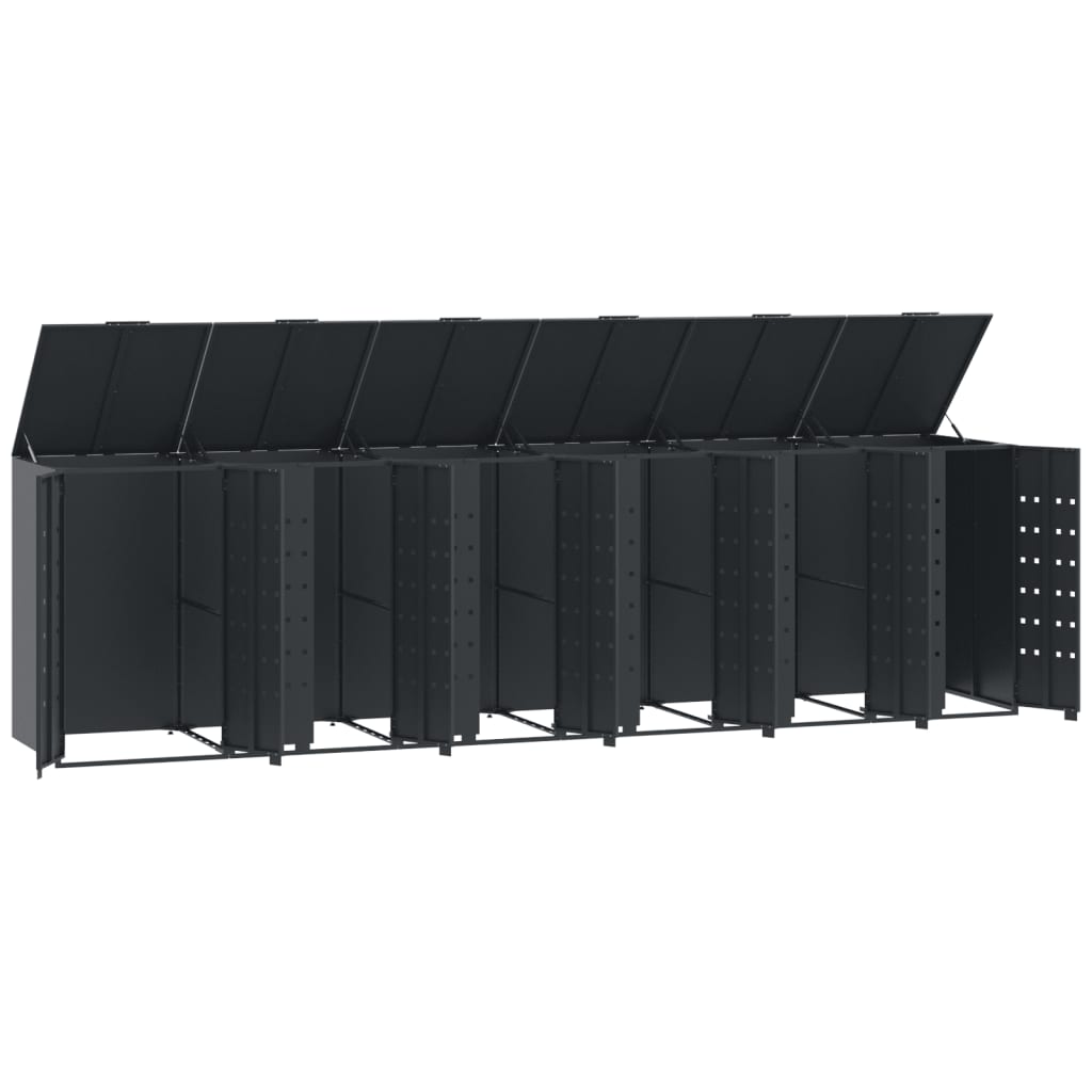vidaXL Rangement à roulettes pour poubelles pour 6 bacs anthracite