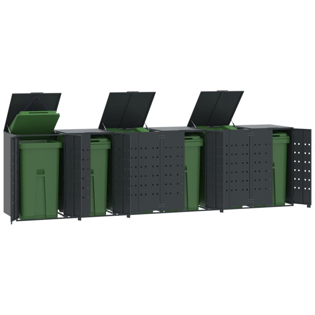 vidaXL Rangement à roulettes pour poubelles pour 6 bacs anthracite
