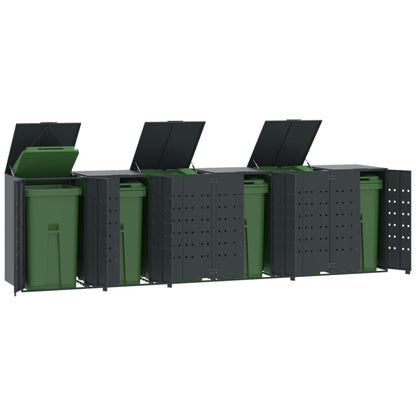 vidaXL Rangement à roulettes pour poubelles pour 6 bacs anthracite