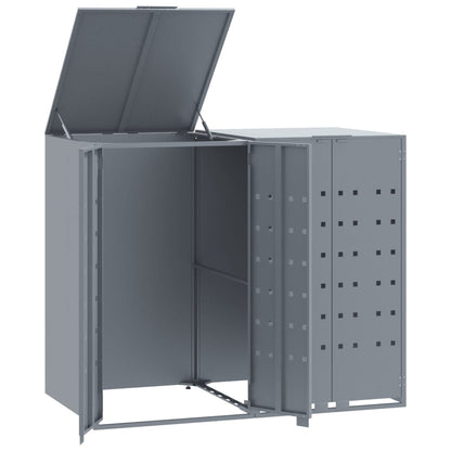 vidaXL Rangement à roulettes pour poubelles pour 2 bacs gris acier