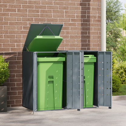 vidaXL Rangement à roulettes pour poubelles pour 2 bacs gris acier