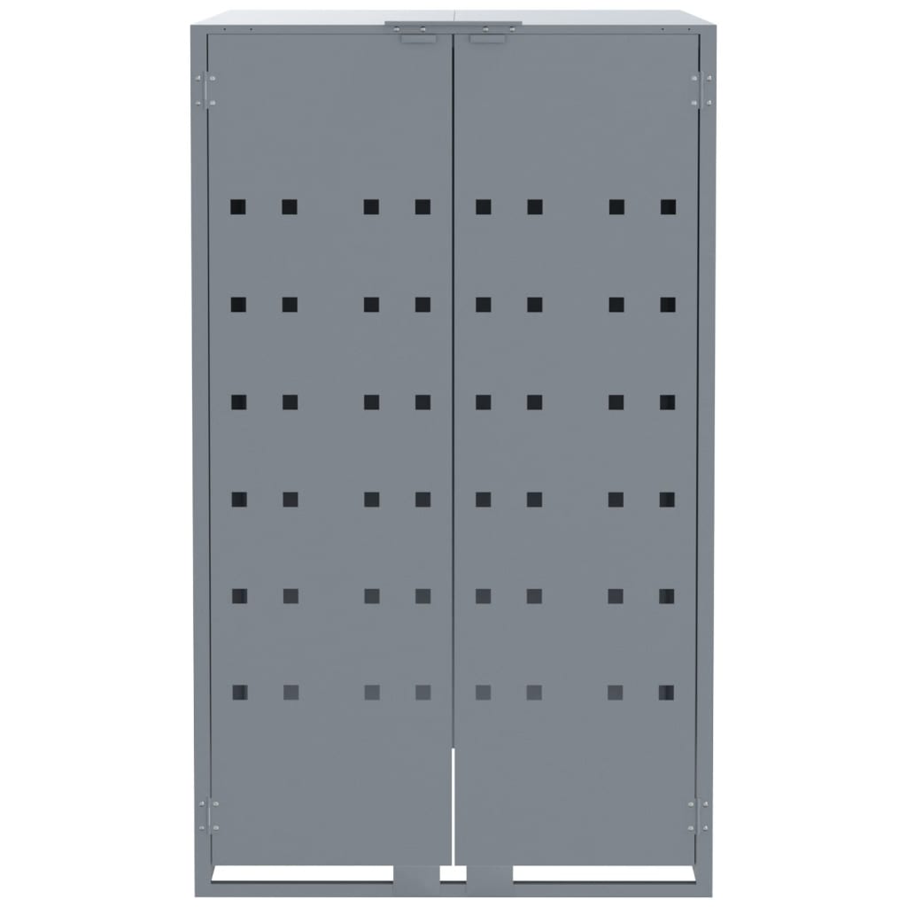 vidaXL Rangement à roulettes pour poubelles pour 2 bacs gris acier