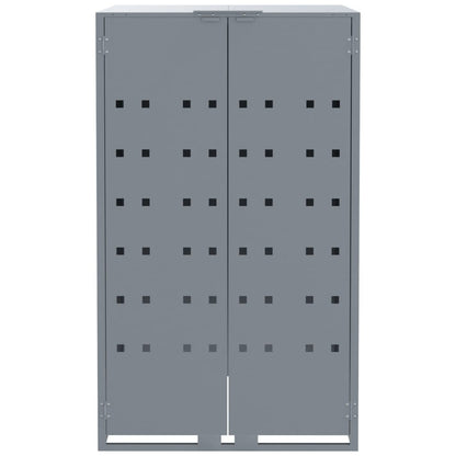 vidaXL Rangement à roulettes pour poubelles pour 2 bacs gris acier