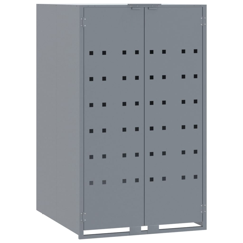 vidaXL Rangement à roulettes pour poubelles pour 3 bacs gris acier