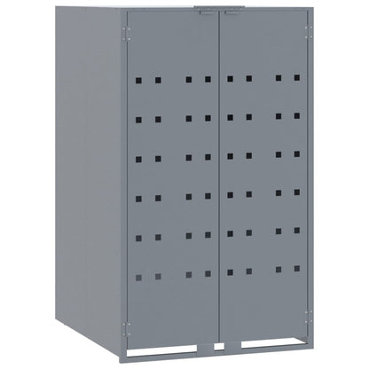 vidaXL Rangement à roulettes pour poubelles pour 3 bacs gris acier