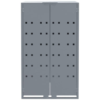 vidaXL Rangement à roulettes pour poubelles pour 5 bacs gris acier