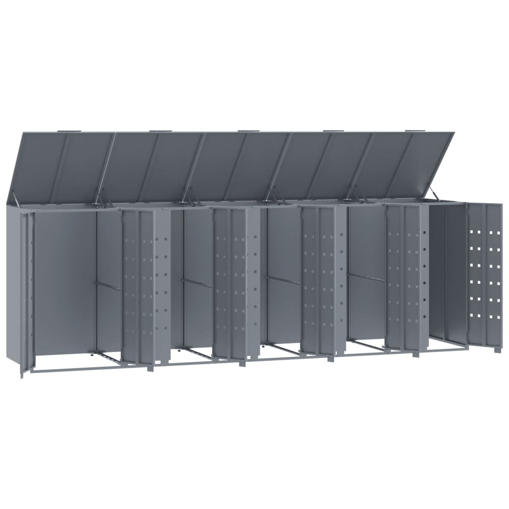 vidaXL Rangement à roulettes pour poubelles pour 5 bacs gris acier