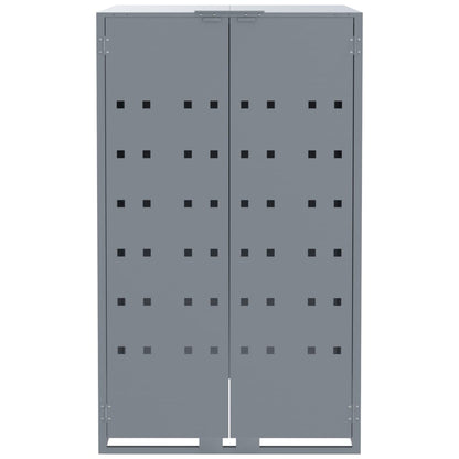 vidaXL Rangement à roulettes pour poubelles pour 6 bacs gris acier