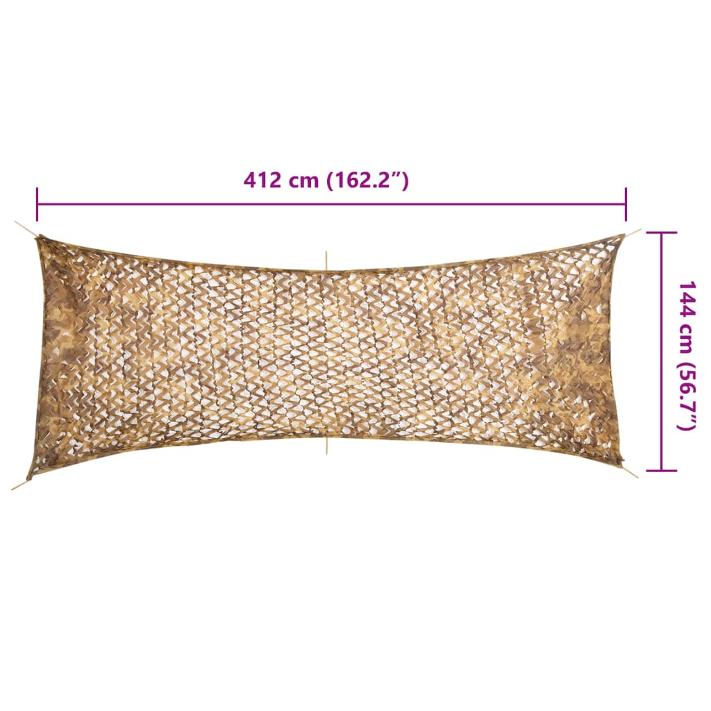vidaXL Filet de camouflage avec sac de rangement 412x144 cm sable