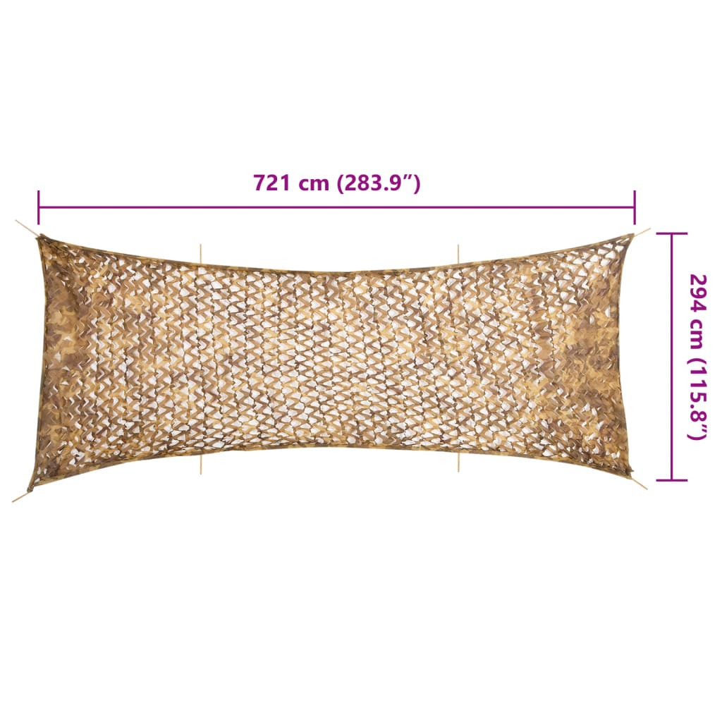 vidaXL Filet de camouflage avec sac de rangement 721x294 cm sable
