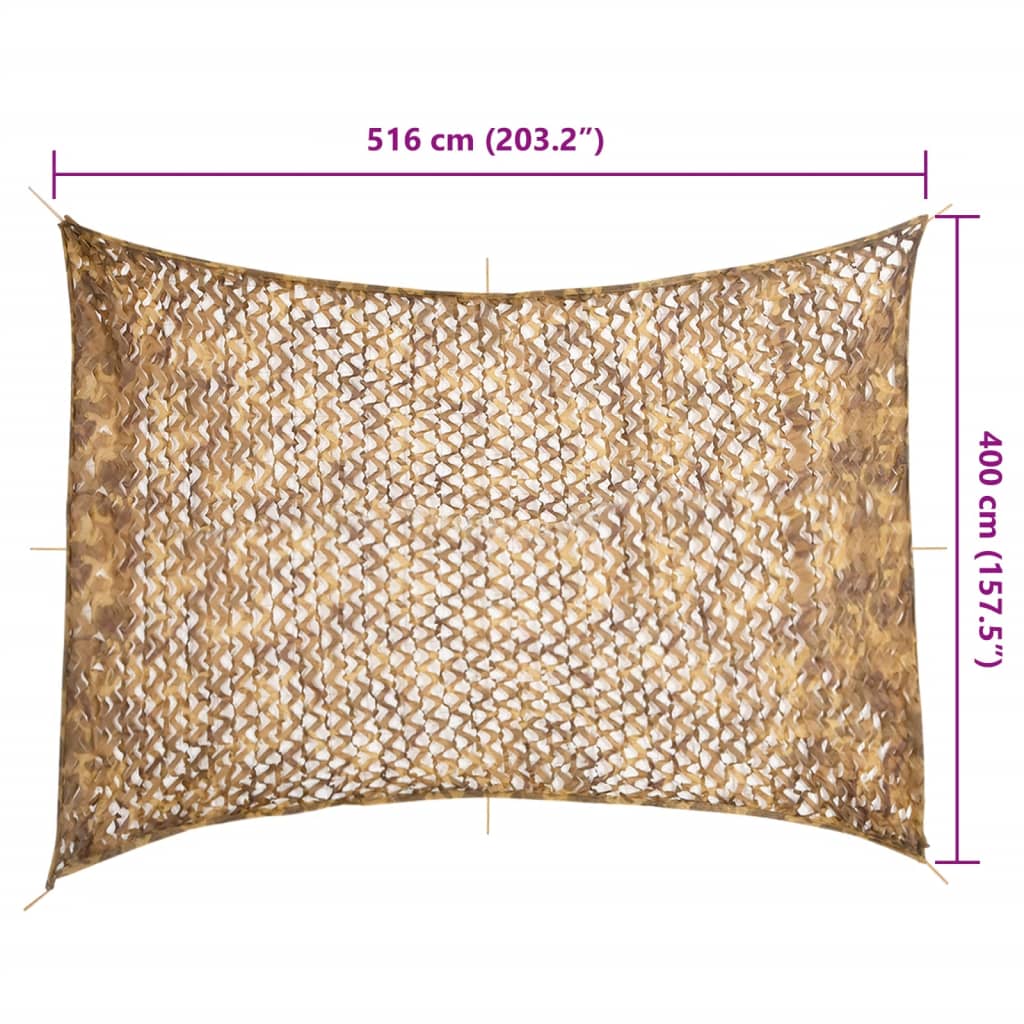 vidaXL Filet de camouflage avec sac de rangement 516x400 cm sable