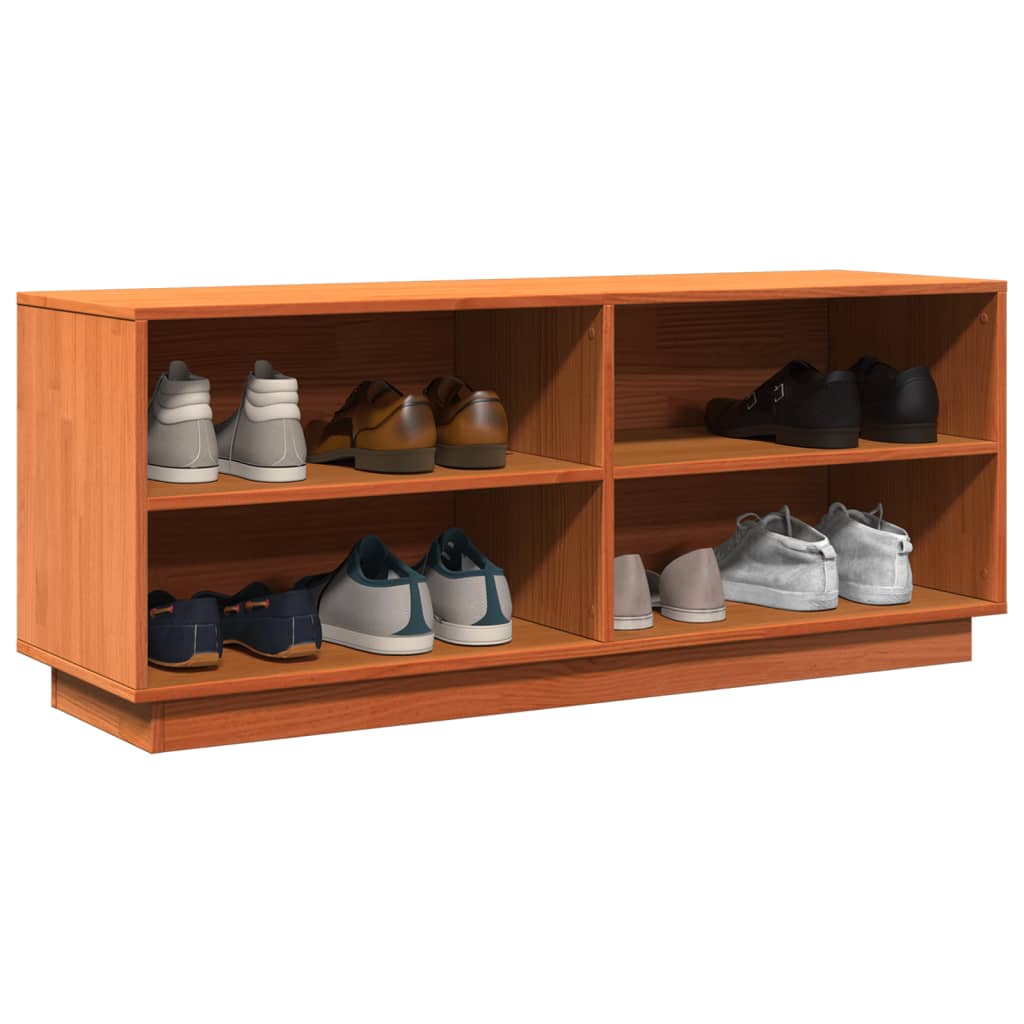 vidaXL Armoire à chaussures cire marron 110x34x45 cm bois pin massif