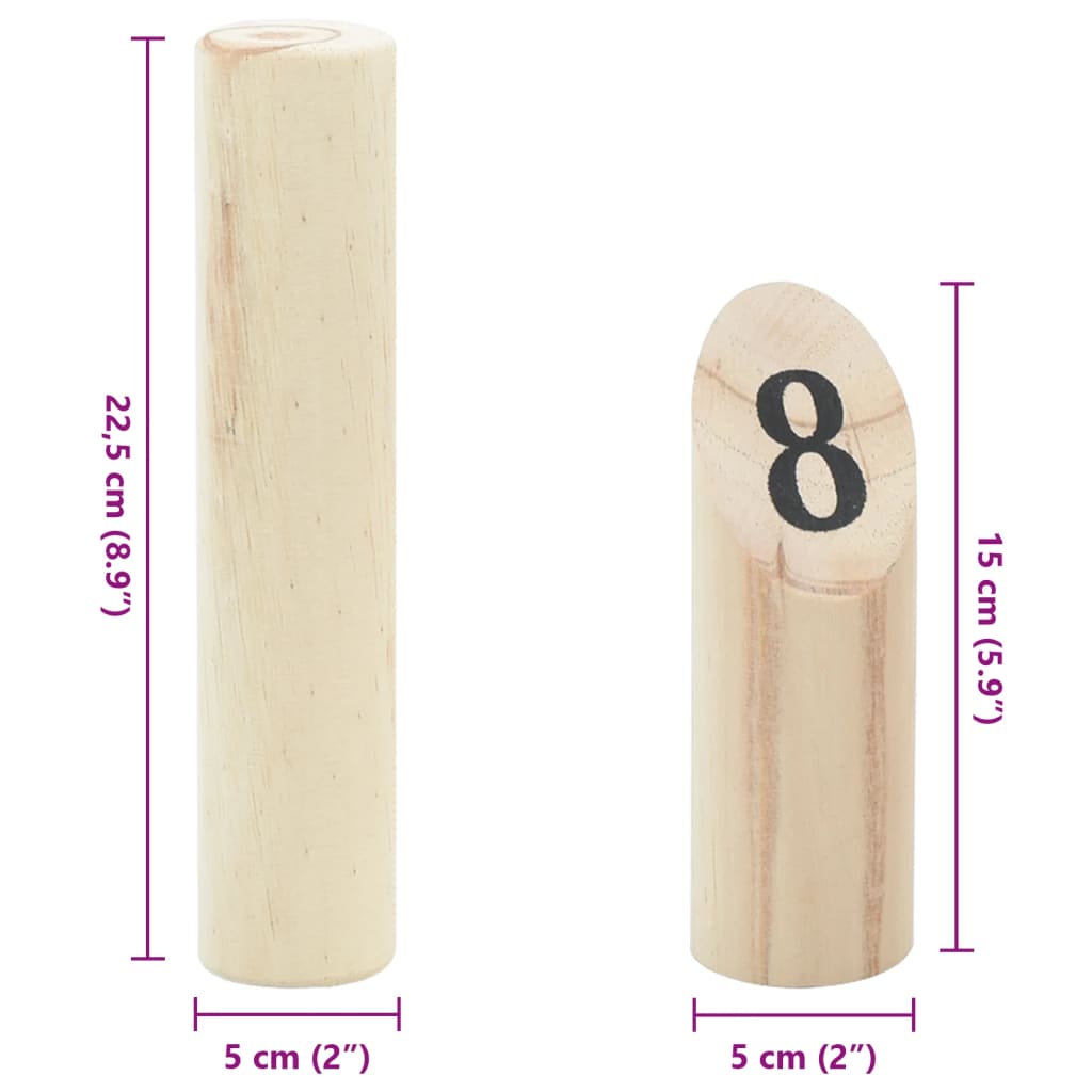vidaXL Ensemble de jeu Number Kubb 13 pcs sac de transport pin massif