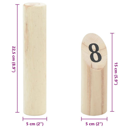 vidaXL Ensemble de jeu Number Kubb 13 pcs sac de transport pin massif