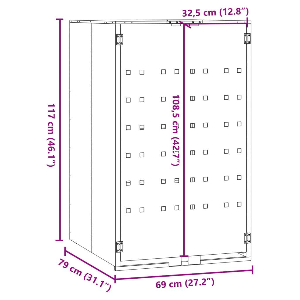 vidaXL Rangement à roulettes pour poubelles pour bac unique anthracite